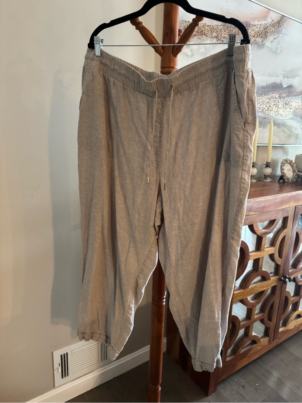 Jones New York Beige Tan Linen Pants Size 3X Beach Summer Boho